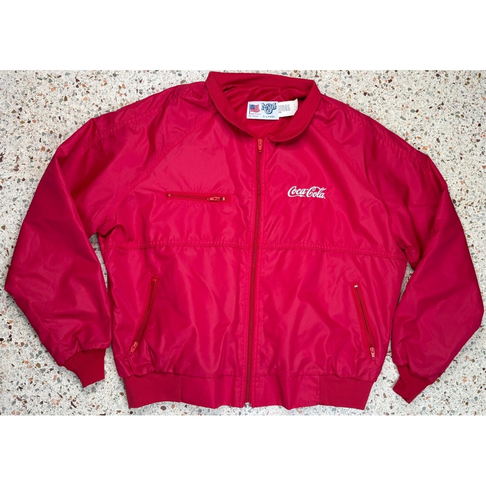 MBA Vintage Men's Full‎ Zip Embroidered Coca Cola Satin Jacket Size XL
